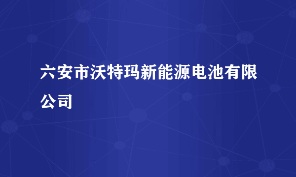 六安市沃特玛新能源电池有限公司