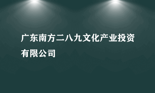 广东南方二八九文化产业投资有限公司