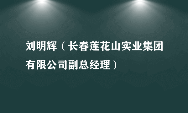 刘明辉（长春莲花山实业集团有限公司副总经理）