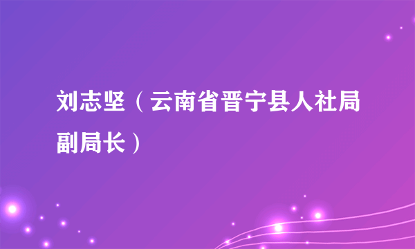 刘志坚（云南省晋宁县人社局副局长）