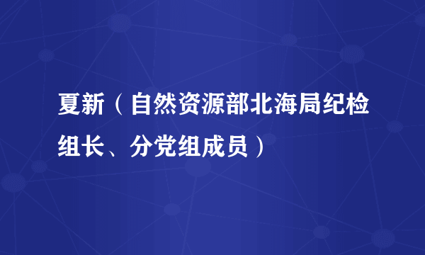 夏新（自然资源部北海局纪检组长、分党组成员）