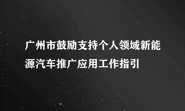 广州市鼓励支持个人领域新能源汽车推广应用工作指引