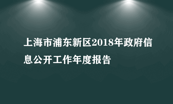 上海市浦东新区2018年政府信息公开工作年度报告