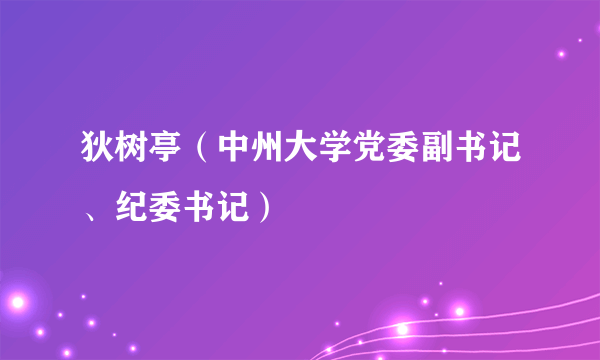 狄树亭（中州大学党委副书记、纪委书记）