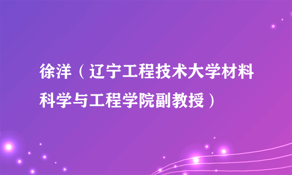 徐洋（辽宁工程技术大学材料科学与工程学院副教授）