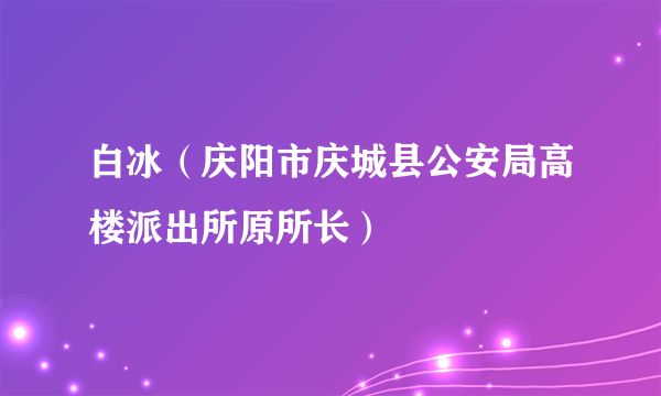 白冰（庆阳市庆城县公安局高楼派出所原所长）