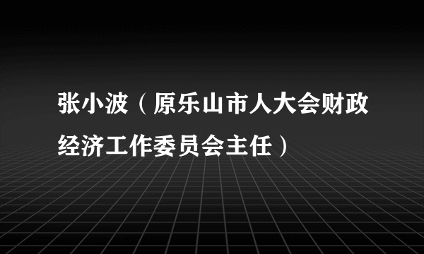 张小波（原乐山市人大会财政经济工作委员会主任）