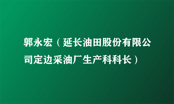 郭永宏（延长油田股份有限公司定边采油厂生产科科长）