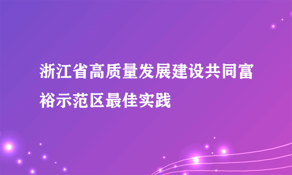 浙江省高质量发展建设共同富裕示范区最佳实践