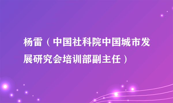 杨雷（中国社科院中国城市发展研究会培训部副主任）