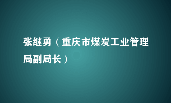 张继勇（重庆市煤炭工业管理局副局长）