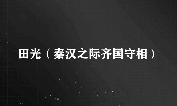 田光（秦汉之际齐国守相）