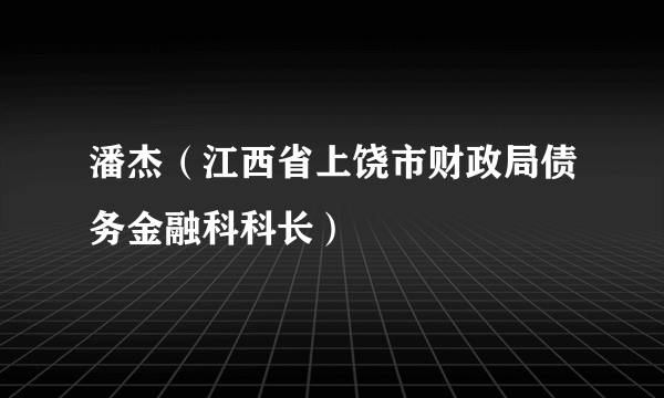 潘杰（江西省上饶市财政局债务金融科科长）