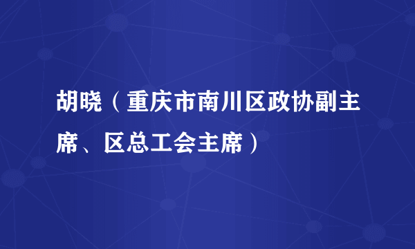 胡晓（重庆市南川区政协副主席、区总工会主席）