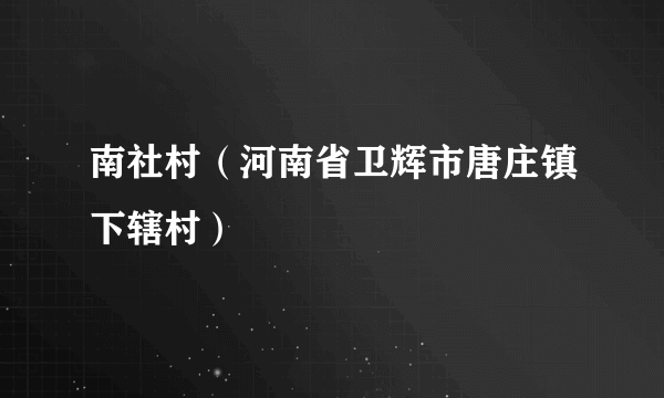 南社村（河南省卫辉市唐庄镇下辖村）