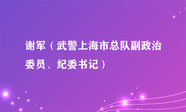 谢军（武警上海市总队副政治委员、纪委书记）