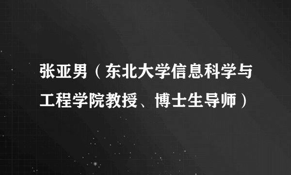 张亚男（东北大学信息科学与工程学院教授、博士生导师）