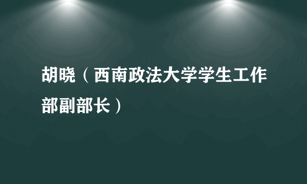 胡晓（西南政法大学学生工作部副部长）