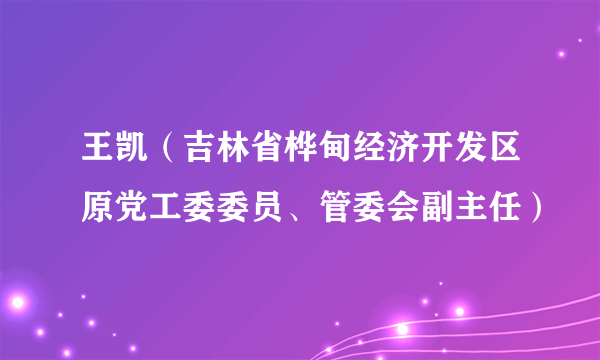 王凯（吉林省桦甸经济开发区原党工委委员、管委会副主任）