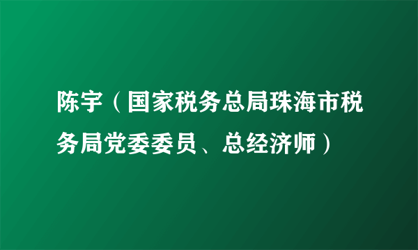 陈宇（国家税务总局珠海市税务局党委委员、总经济师）