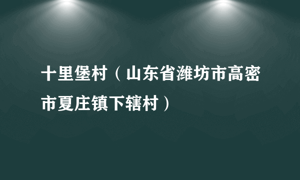 十里堡村（山东省潍坊市高密市夏庄镇下辖村）