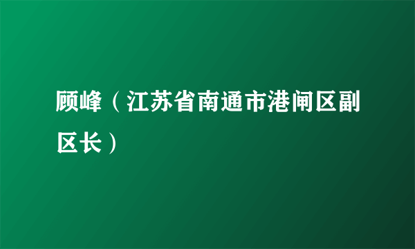 顾峰（江苏省南通市港闸区副区长）