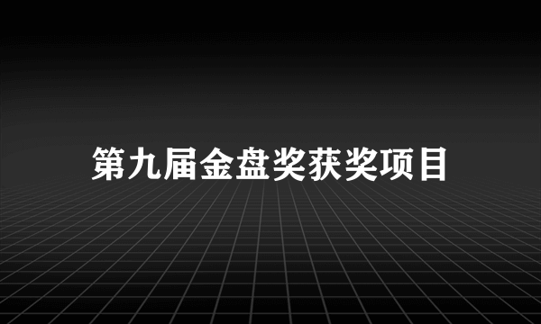 第九届金盘奖获奖项目