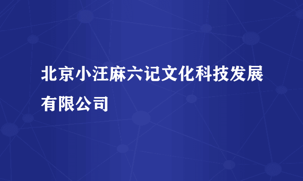 北京小汪麻六记文化科技发展有限公司