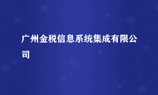 广州金税信息系统集成有限公司