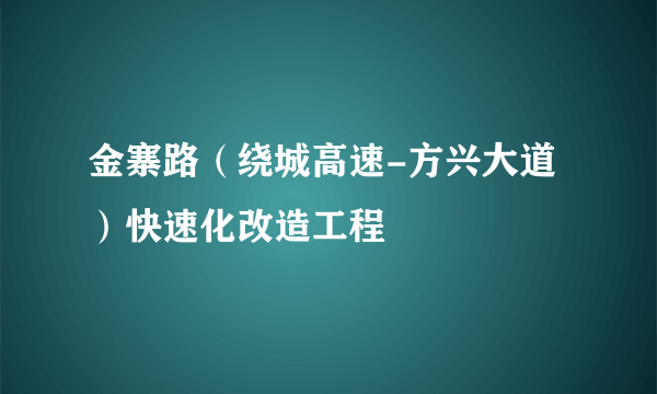 金寨路（绕城高速-方兴大道）快速化改造工程