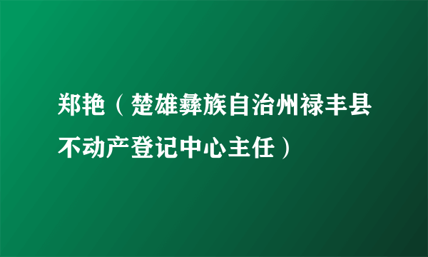 郑艳（楚雄彝族自治州禄丰县不动产登记中心主任）