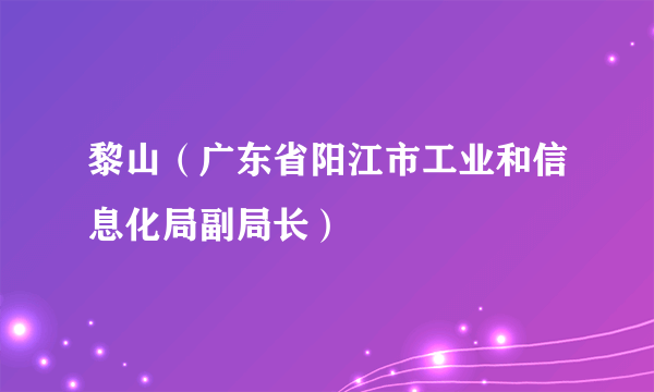 黎山（广东省阳江市工业和信息化局副局长）