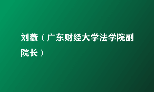 刘薇（广东财经大学法学院副院长）