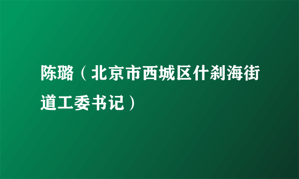 陈璐（北京市西城区什刹海街道工委书记）