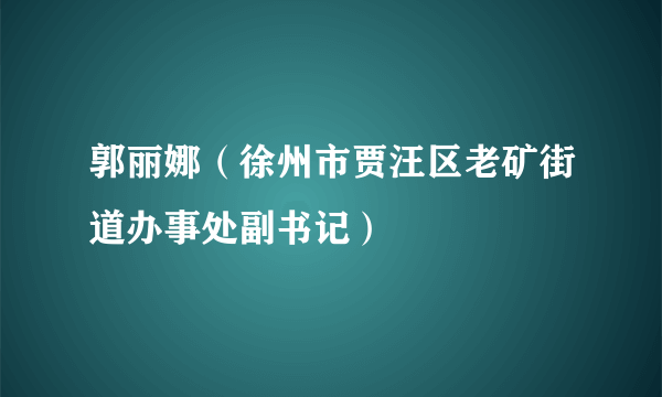 郭丽娜（徐州市贾汪区老矿街道办事处副书记）