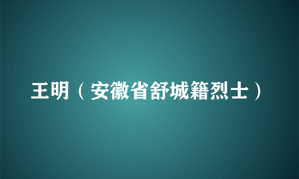 王明（安徽省舒城籍烈士）