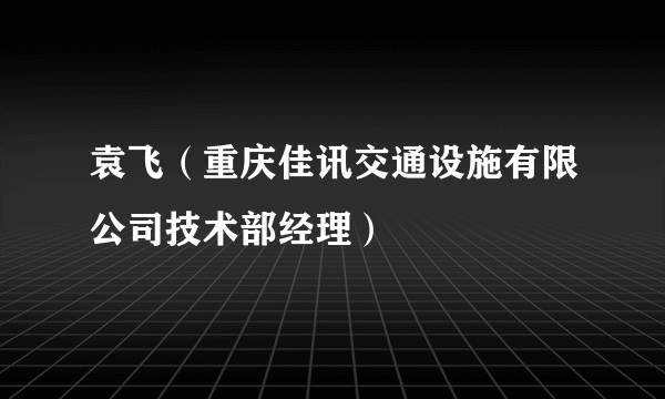 袁飞（重庆佳讯交通设施有限公司技术部经理）