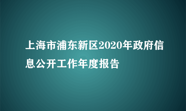 上海市浦东新区2020年政府信息公开工作年度报告