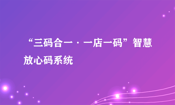 “三码合一·一店一码”智慧放心码系统