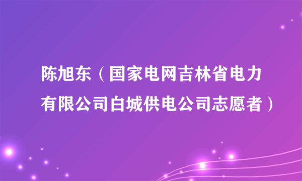 陈旭东（国家电网吉林省电力有限公司白城供电公司志愿者）