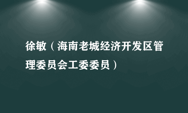 徐敏（海南老城经济开发区管理委员会工委委员）