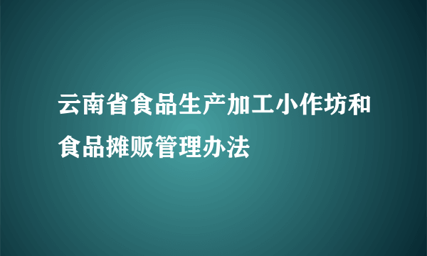 云南省食品生产加工小作坊和食品摊贩管理办法