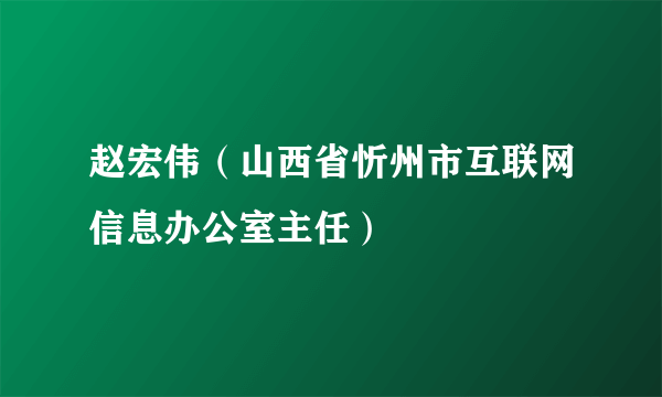 赵宏伟（山西省忻州市互联网信息办公室主任）