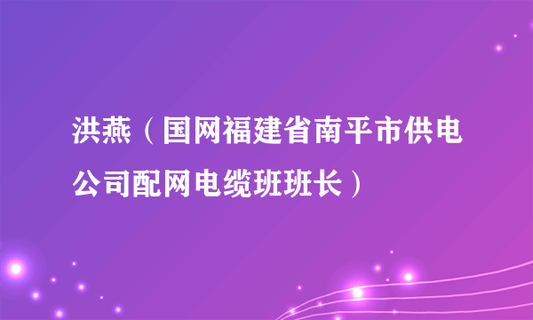 洪燕（国网福建省南平市供电公司配网电缆班班长）