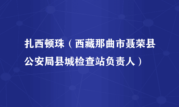 扎西顿珠（西藏那曲市聂荣县公安局县城检查站负责人）