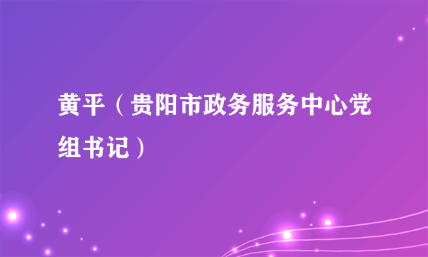 黄平（贵阳市政务服务中心党组书记）