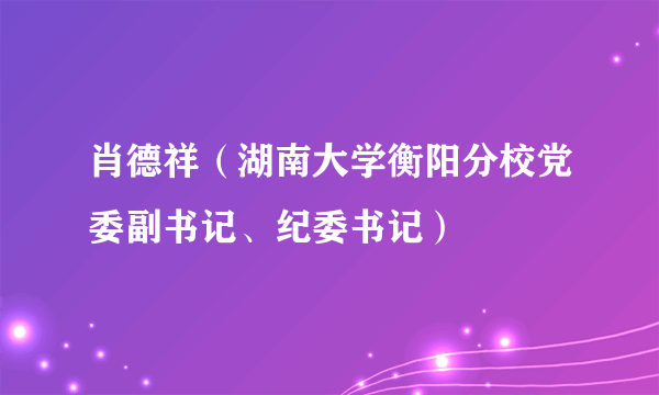 肖德祥（湖南大学衡阳分校党委副书记、纪委书记）