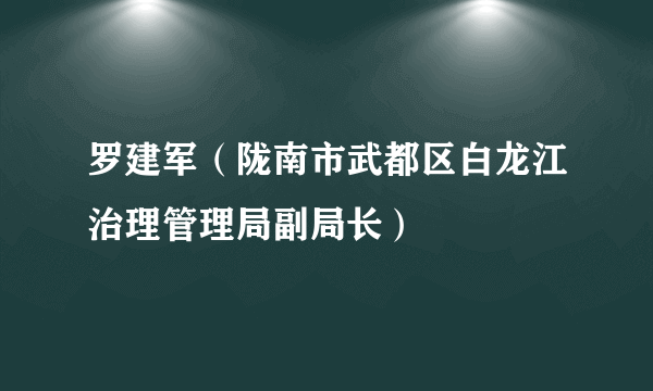 罗建军（陇南市武都区白龙江治理管理局副局长）