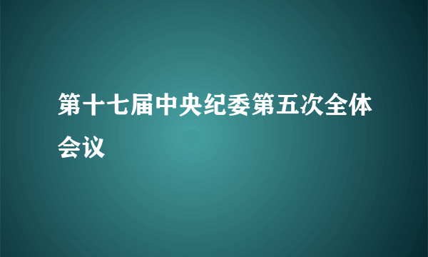 第十七届中央纪委第五次全体会议