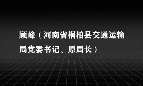 顾峰（河南省桐柏县交通运输局党委书记、原局长）